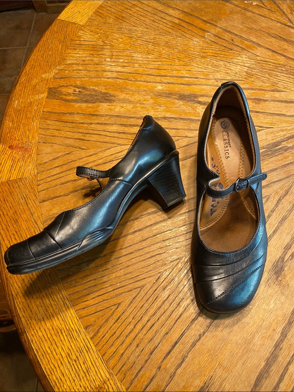 Black Mary Jane Block Heel Pumps